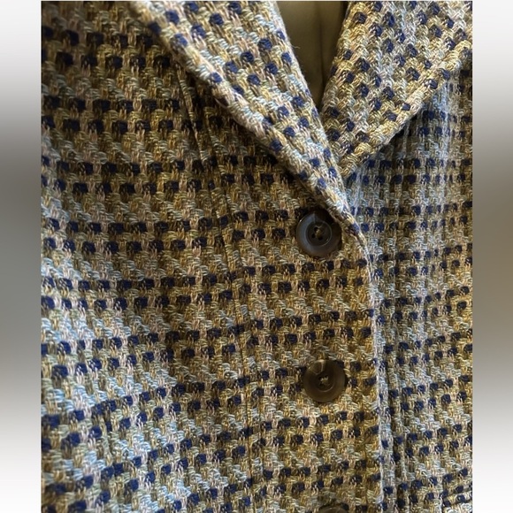 Talbots Women’s Classic Fitted Blazer Woven Wool Blend Tweed Olive Size 4 - Picture 8 of 11